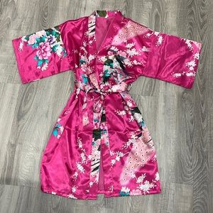 Girls Pink Floral Robe